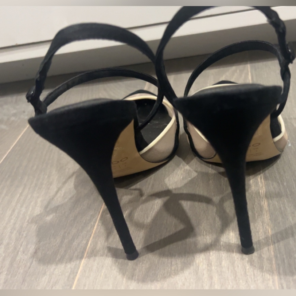 Aldo Black & Cream Pointed-Toe Slingback Heels - Picture 3 of 4